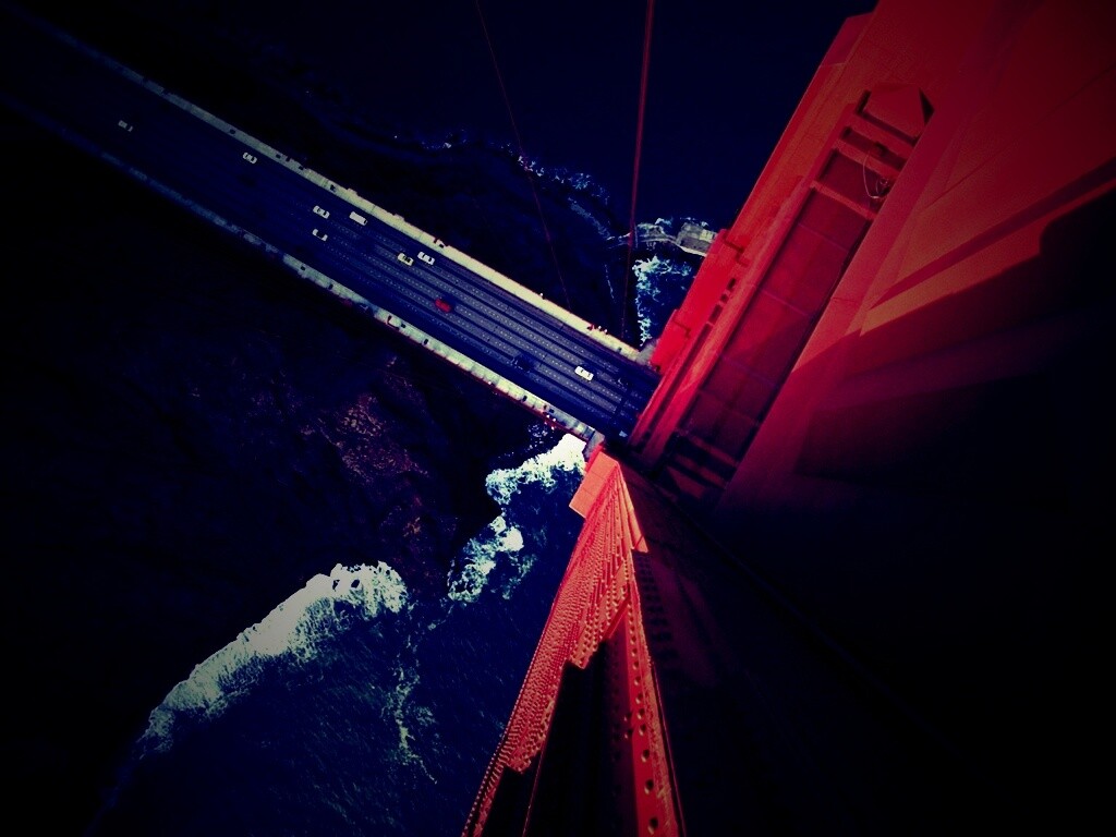 Вид в с пролета моста Золотые Ворота обои