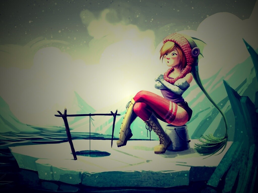 Тяготы зимней рыбалки обои