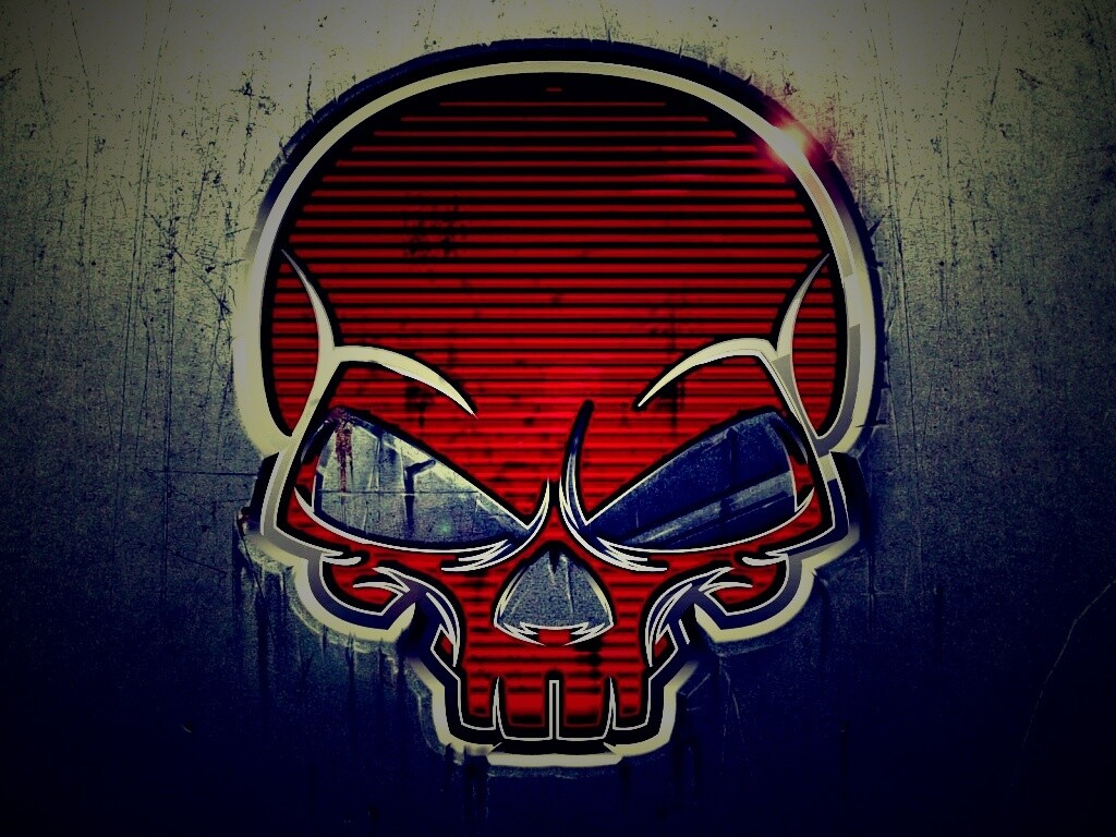 Красный череп лого обои