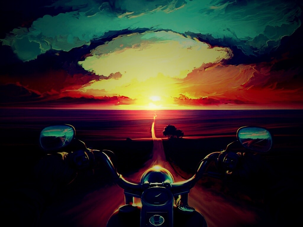 Дорога на закат обои