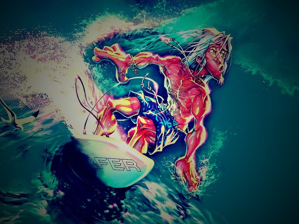 Карикатура на серфера обои