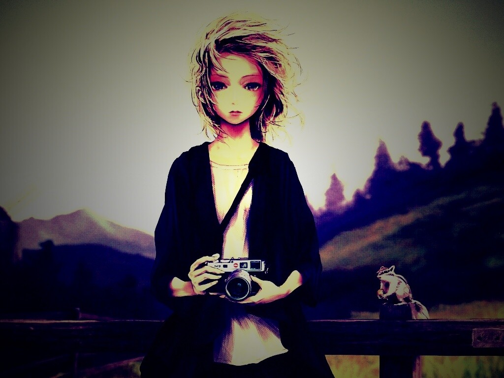 Девушка с фотоаппаратом обои