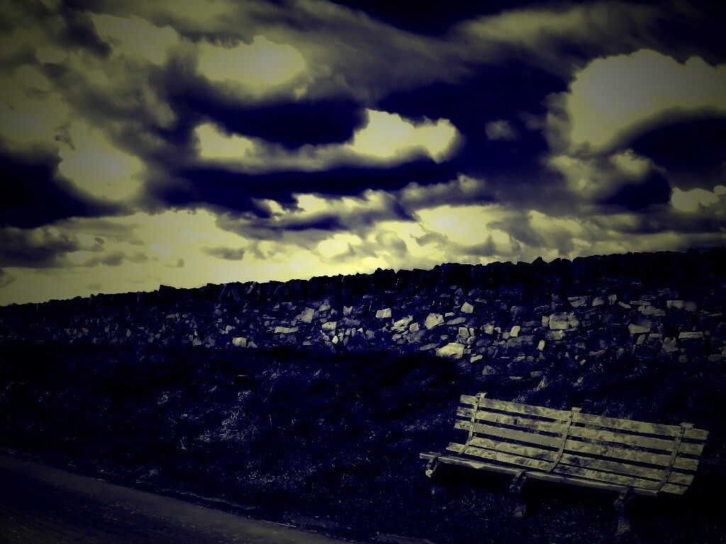 Скамейка у дороги обои