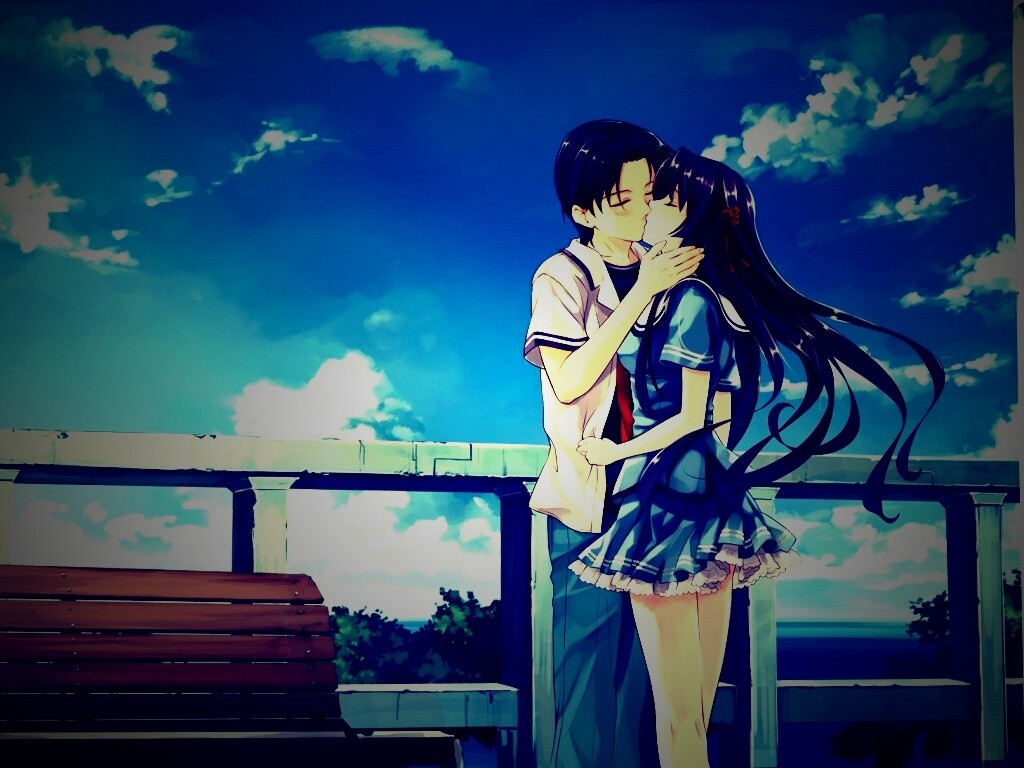 Поцелуй на набережной обои