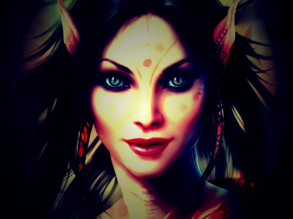 Эльфийка с кошачьими глазами обои