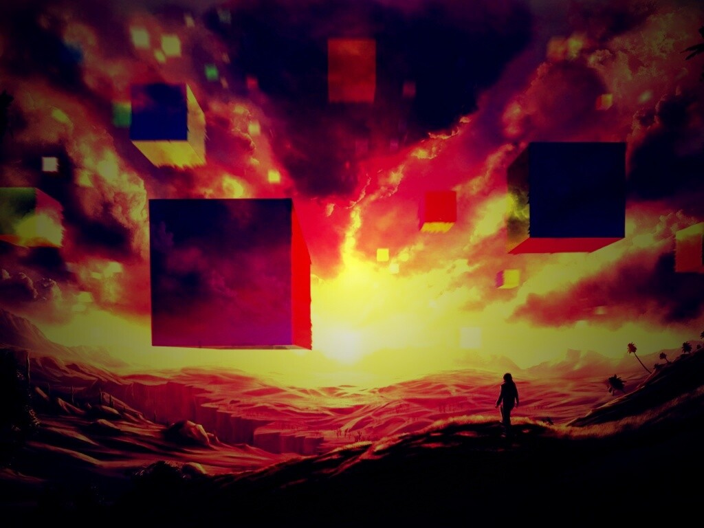 Кубы в небе обои