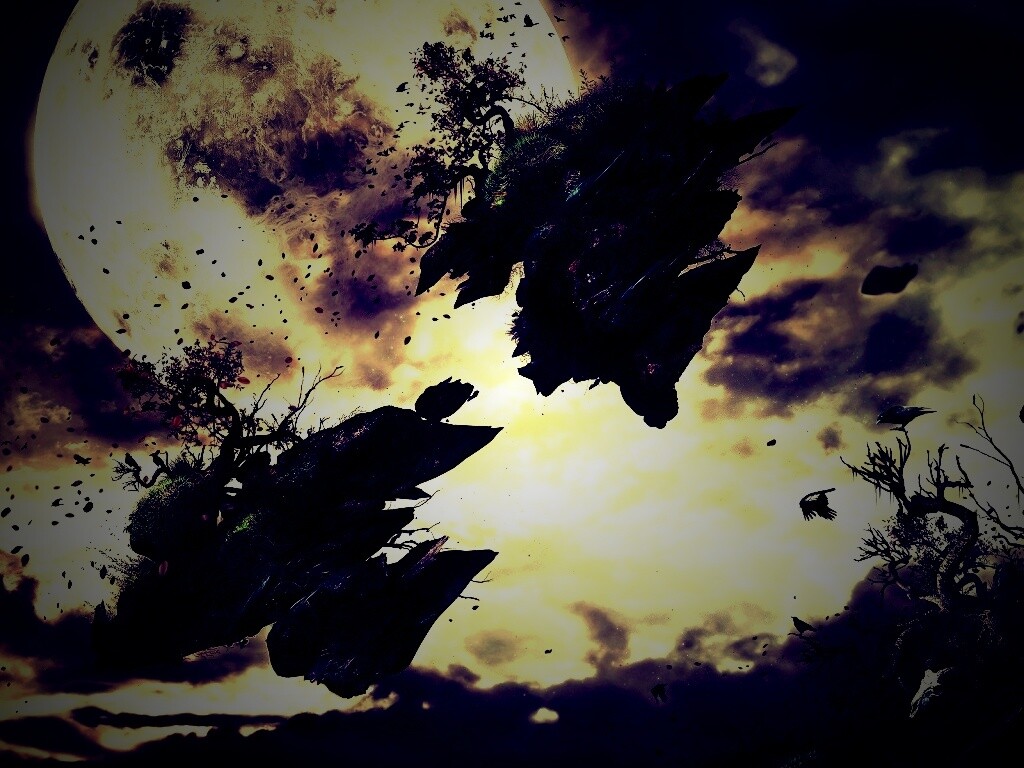 Летящие куски земли обои