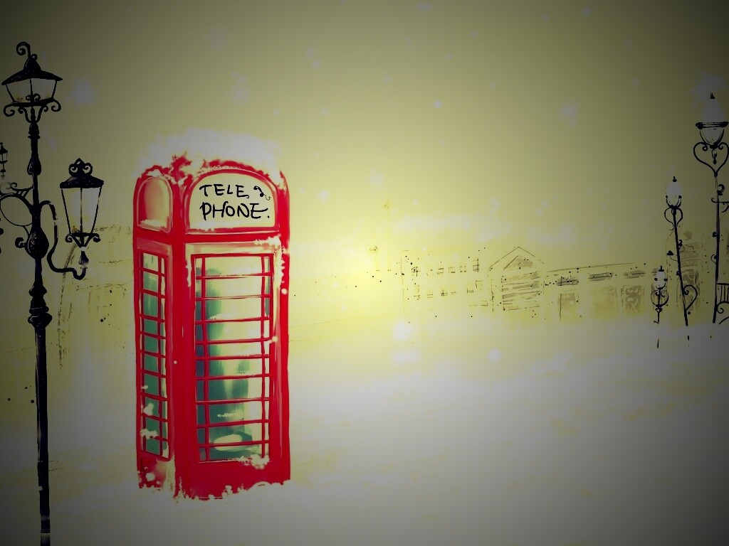 Лондонская телефонная будка обои
