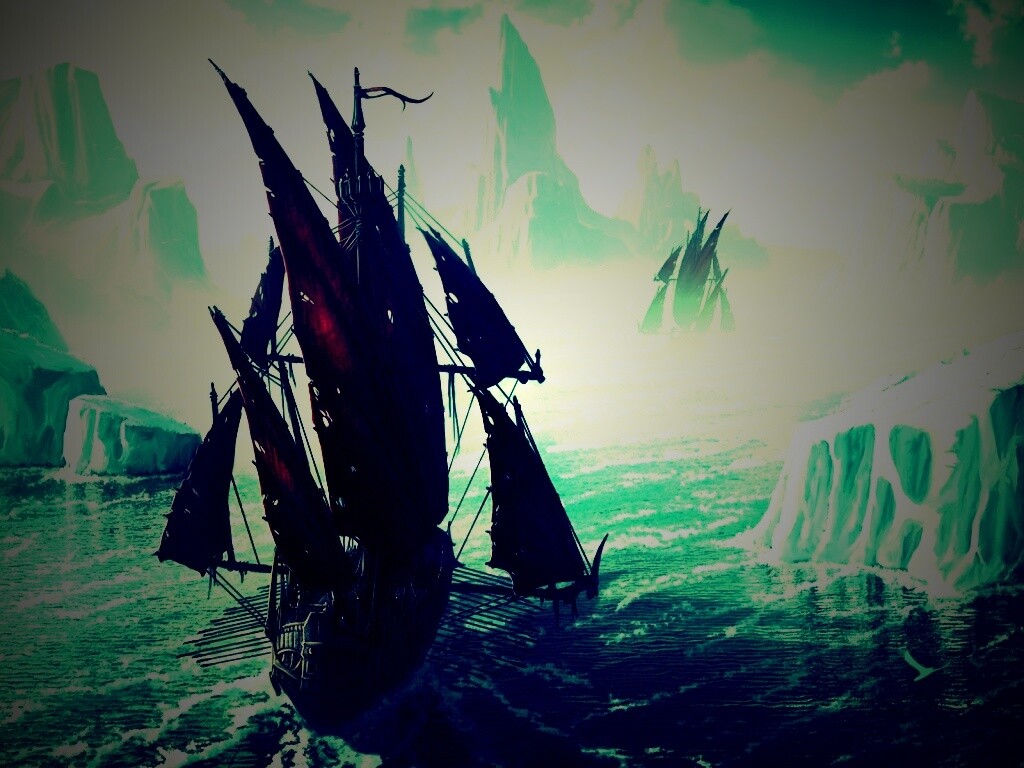 Корабли во льдах обои