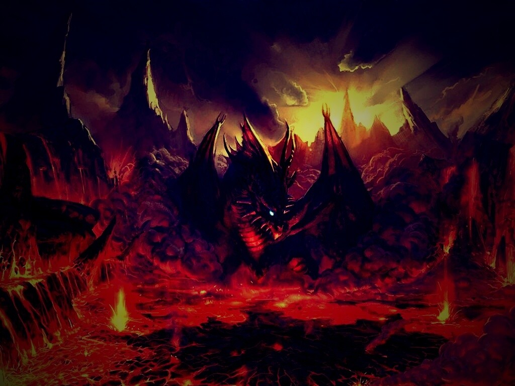 Дракон в лаве обои