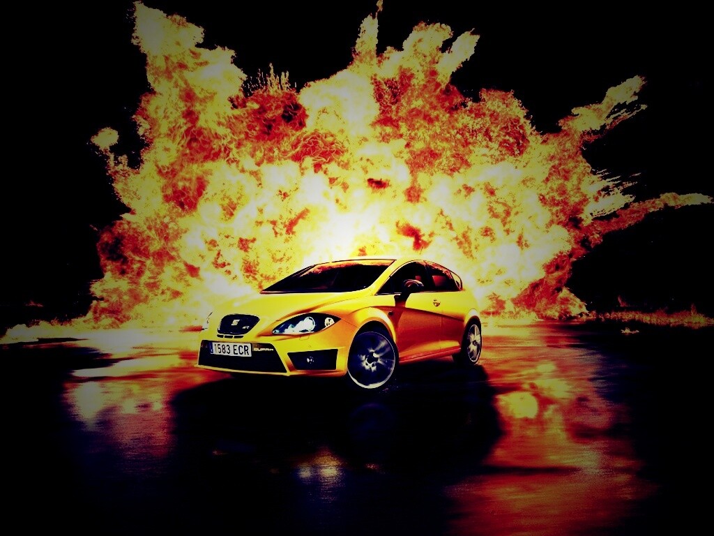 Желтый Леон на фоне взрыва обои