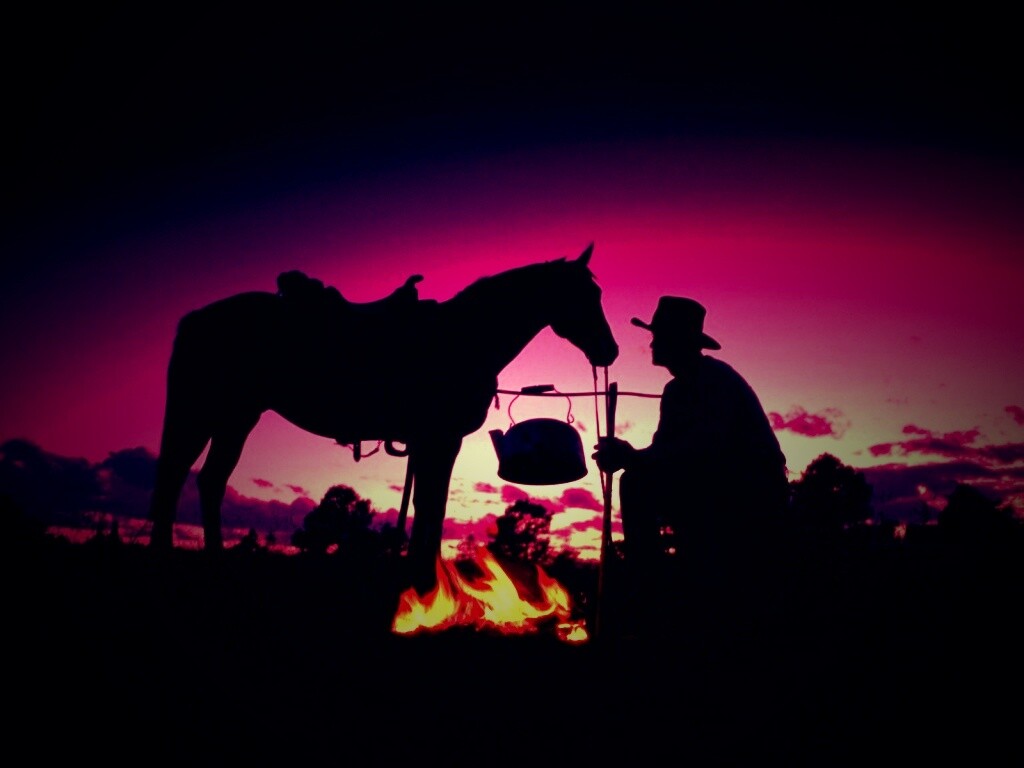 Ковбой на привале обои