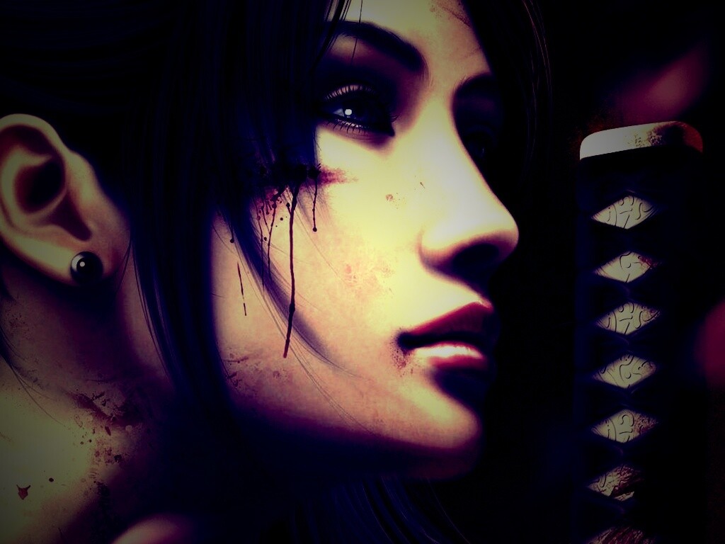 Японка с катаной обои