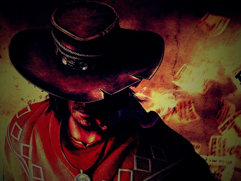 Мужик с сигарой в шляпе и пончо обои