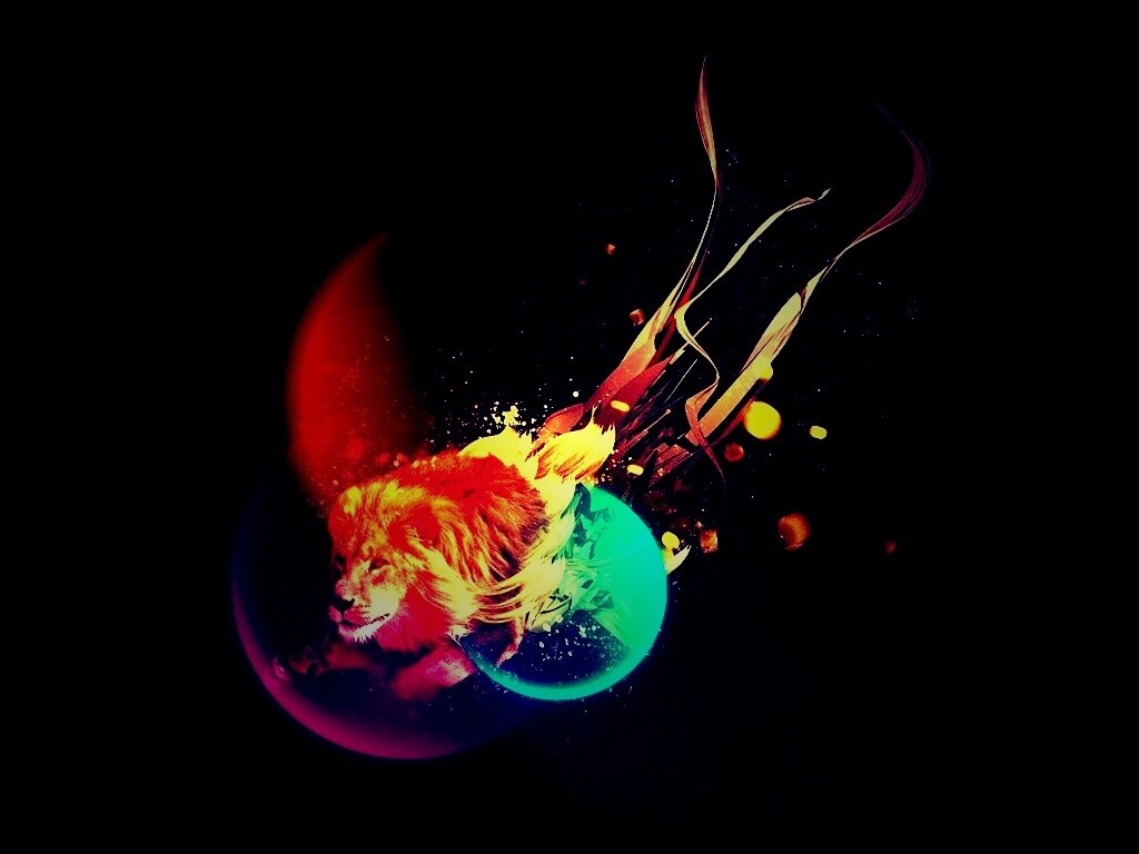 Лев в абстарктой фигне обои