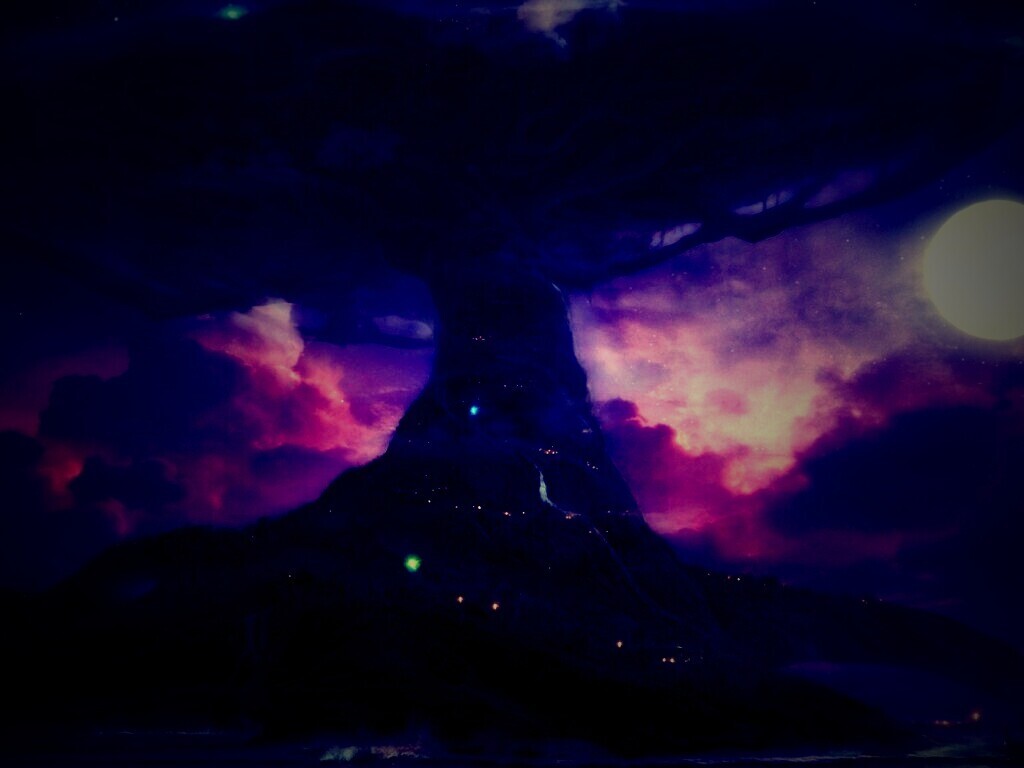 Дерево-город обои