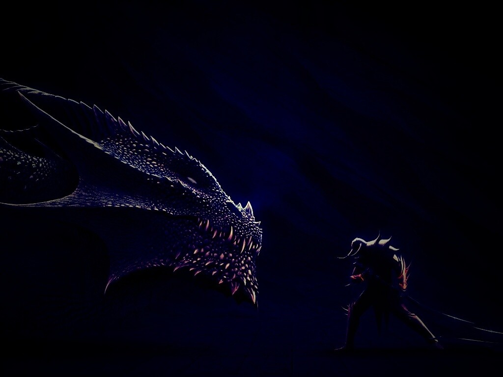 Дракон и воин обои