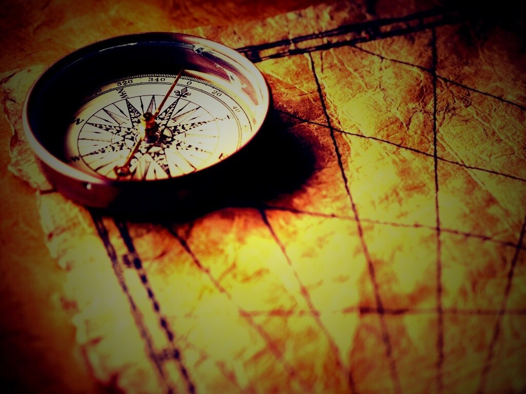 Компас и старая карта обои