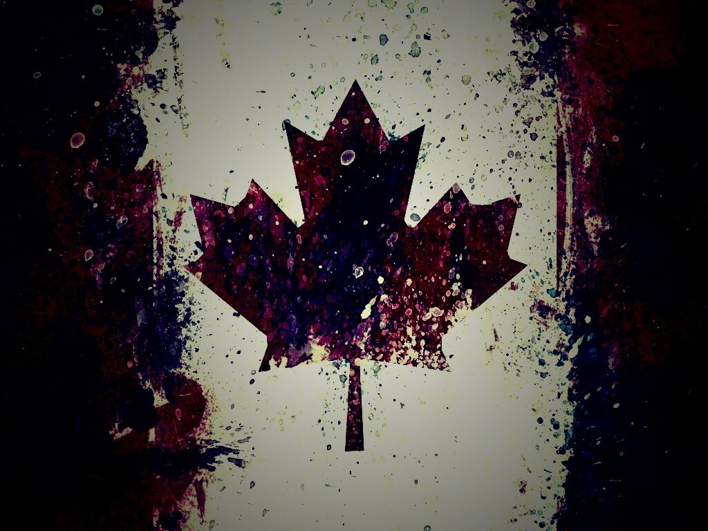 Флаг Канады нарисованный краской обои