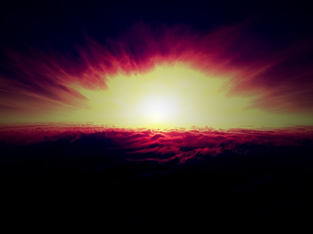 Закат над облаками обои