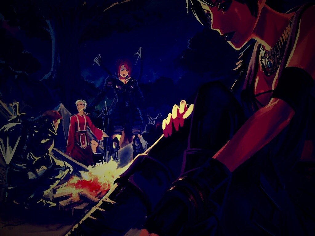 Рисунок Морриган в лагере обои