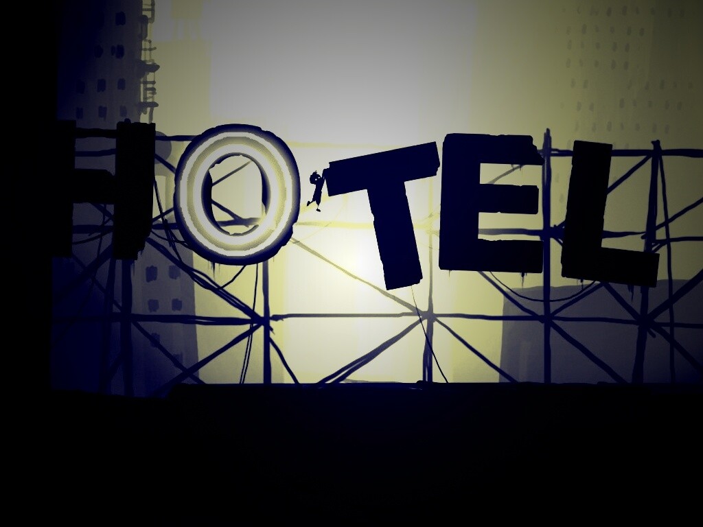 Мальчик из Limbo на вывеске "Hotel" обои