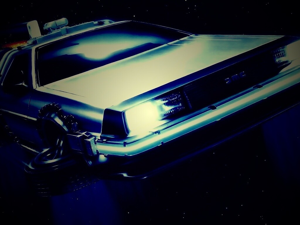 Летающий Делореан обои