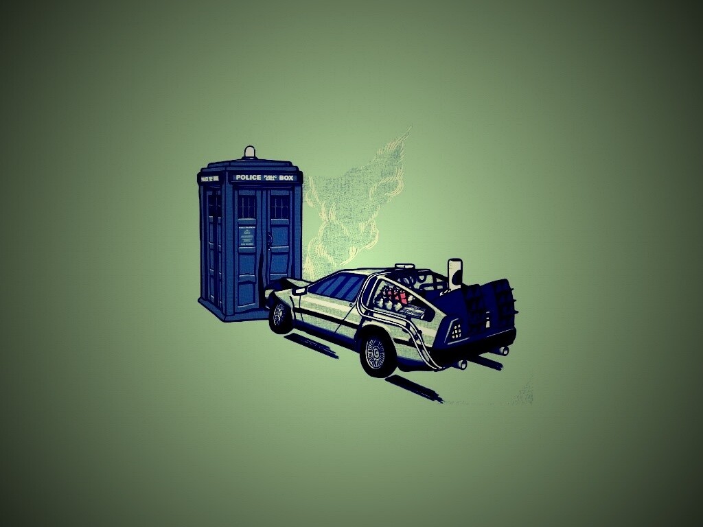 Что будет если ДеЛореан врежется в Тардис? обои