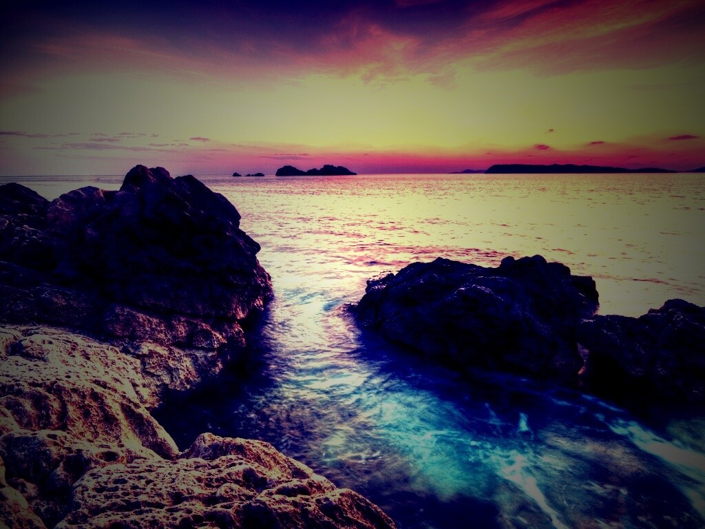 Закат на море обои