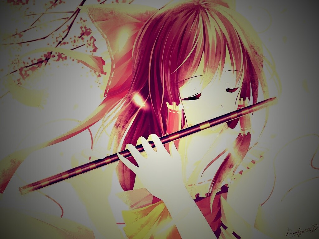 Девочка играет на флейте обои