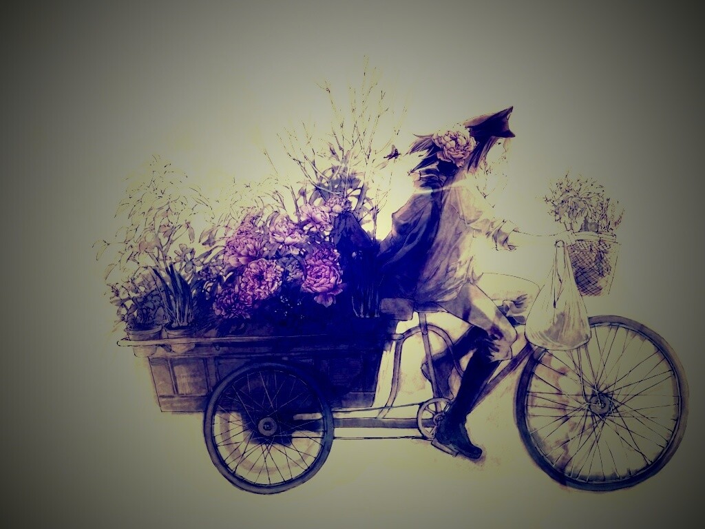 Развозчик цветов в пастельных тонах обои