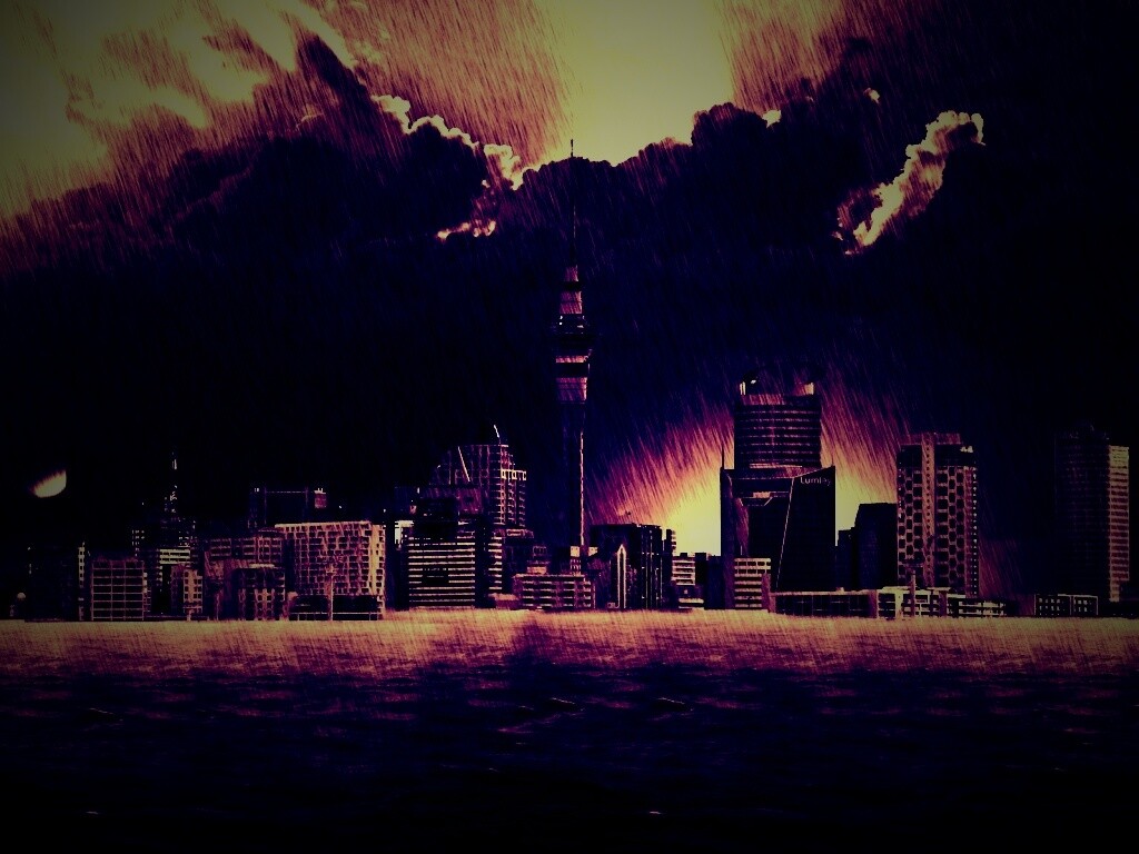 Гроза над городом обои