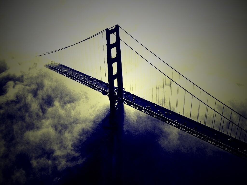 Мост Золотые ворота утопает в тумане обои