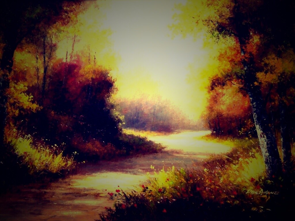 Рисунок лесной дороги обои