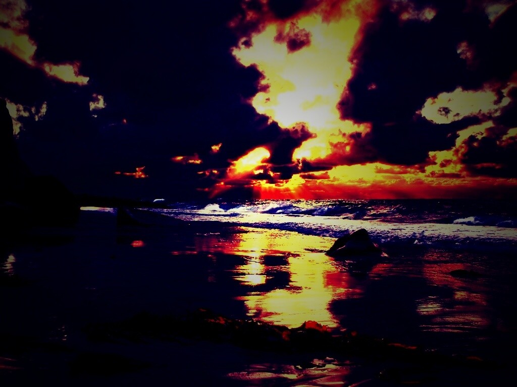 Океанский берег на закате обои