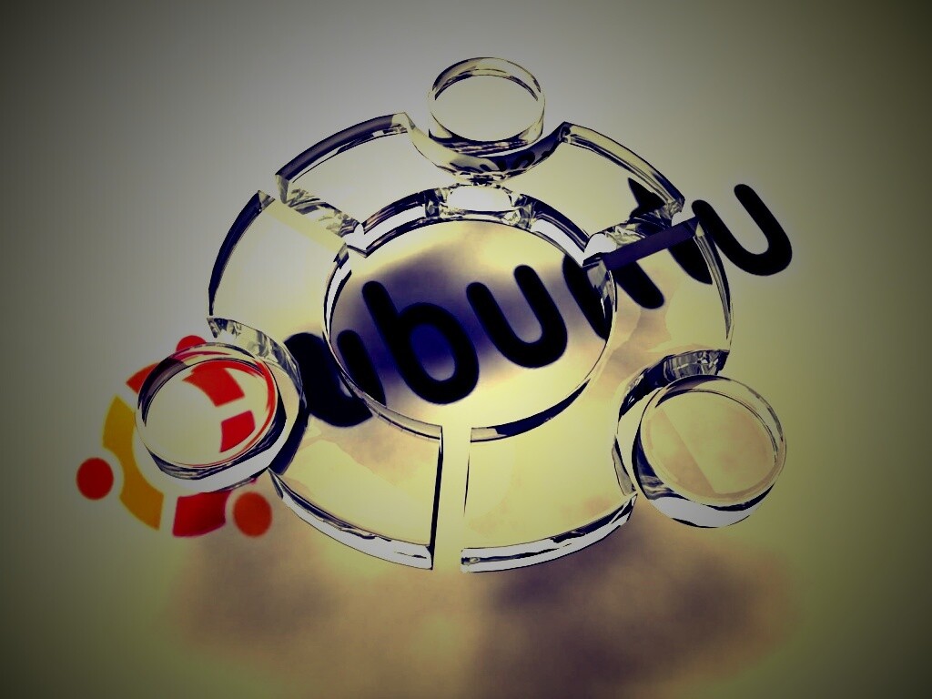 Стеклянный логотип ubuntu обои
