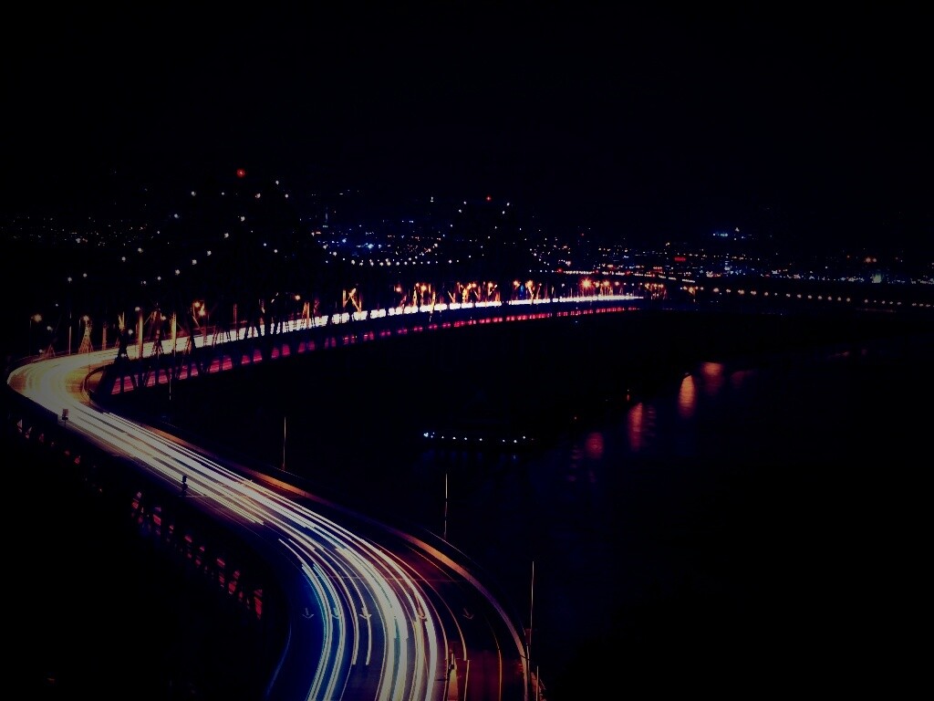 Вид на мост ночью обои