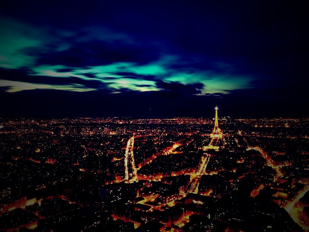 Вид на ночной Париж обои