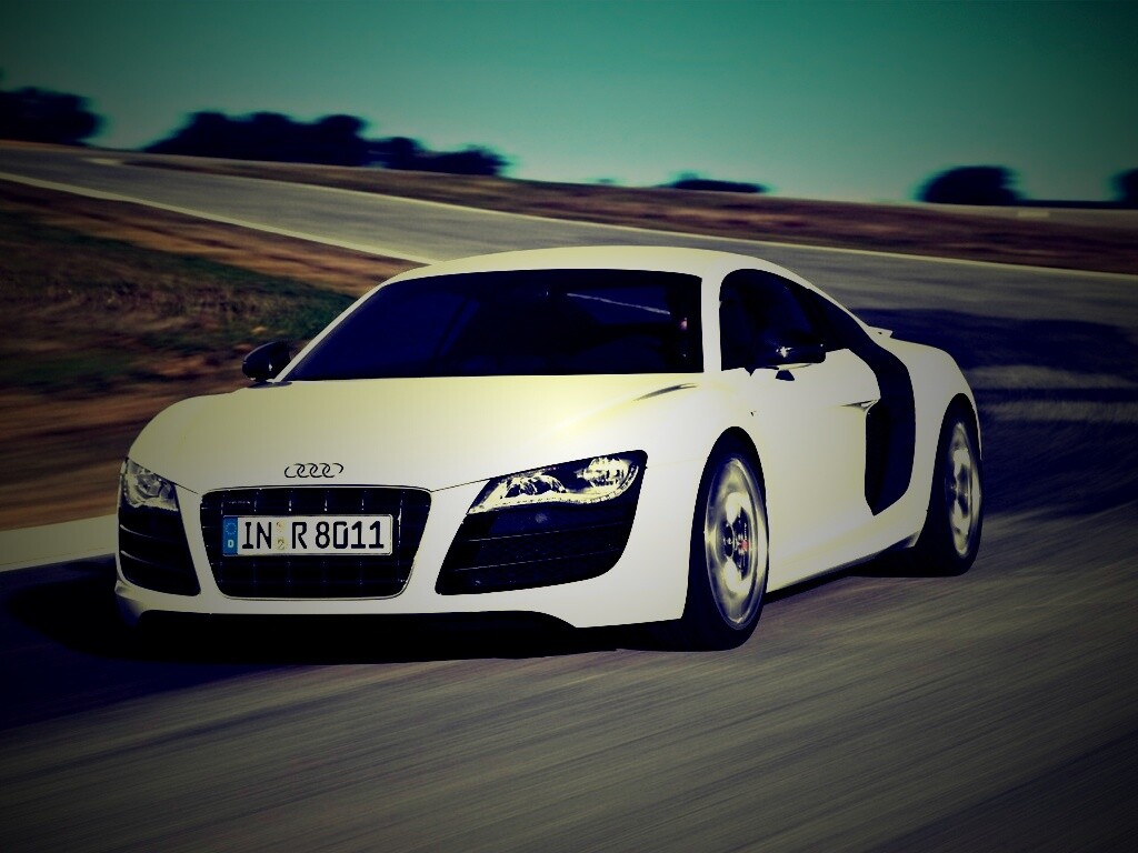 Белый Audi на повороте обои