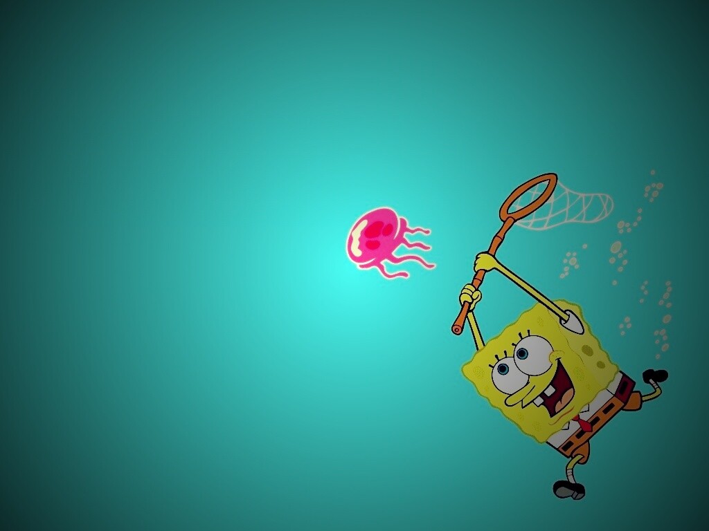 Губка Боб гонится за медузой обои