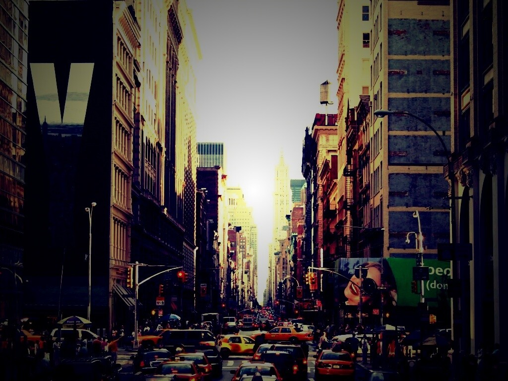Людная Нью-Йоркская улица обои