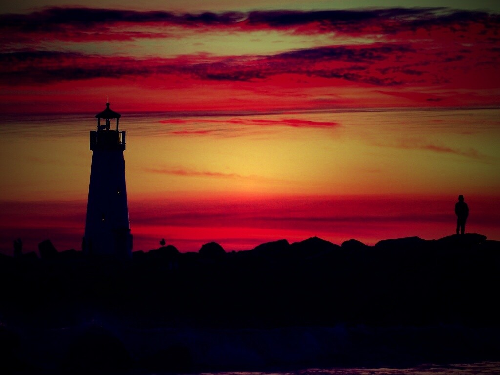 Вечерний маяк обои