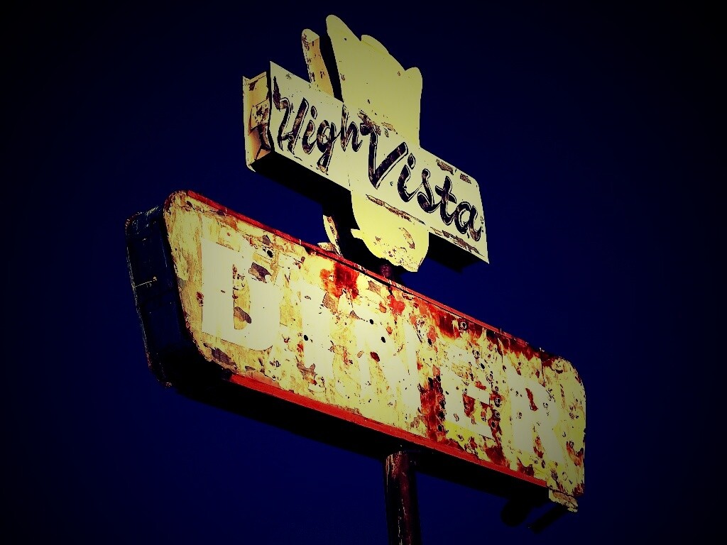 Вывеска заброшенного ресторанчика обои