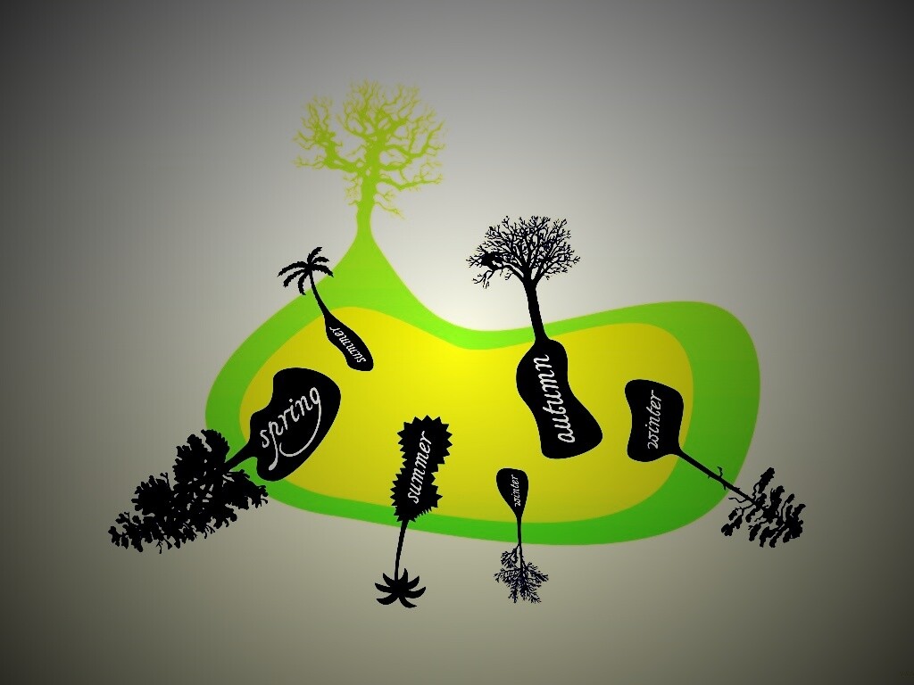 Деревья времен года обои