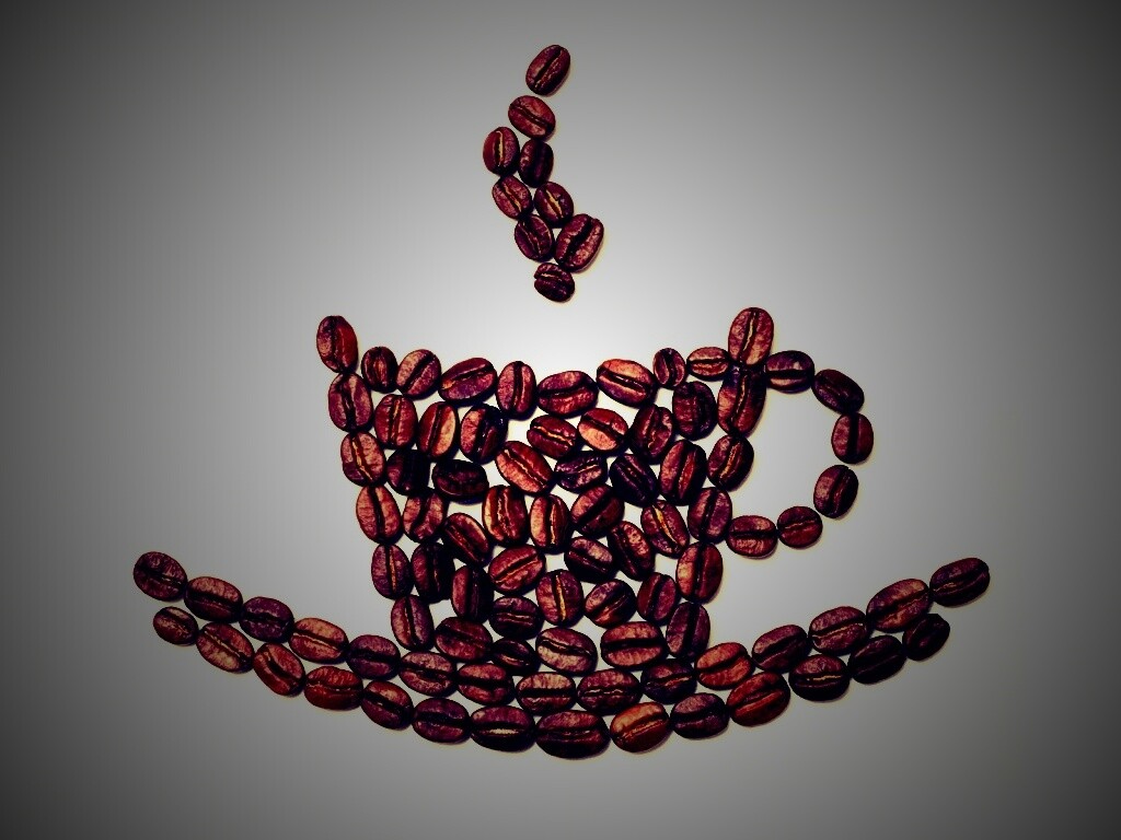 Картина из кофейных зёрен обои