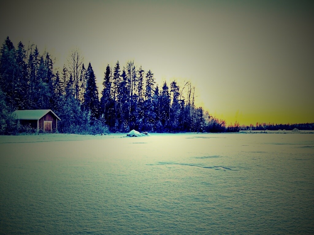Зимний закат обои