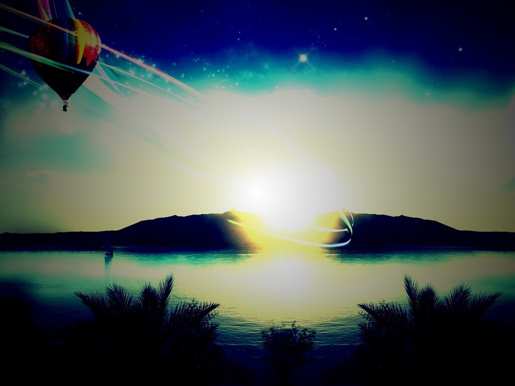 Радужный воздушный шар обои