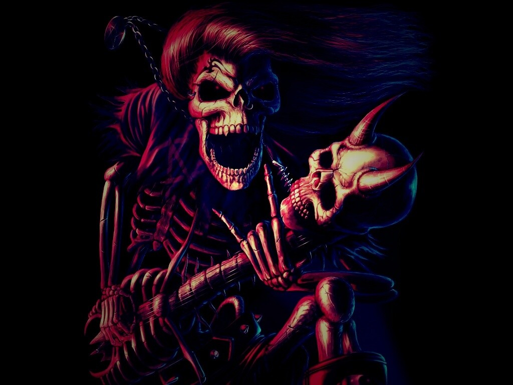 Скелет играет на скелет-гитары обои