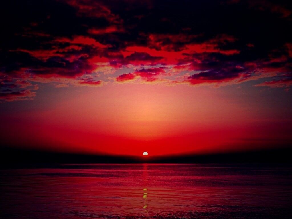 Багровый закат обои