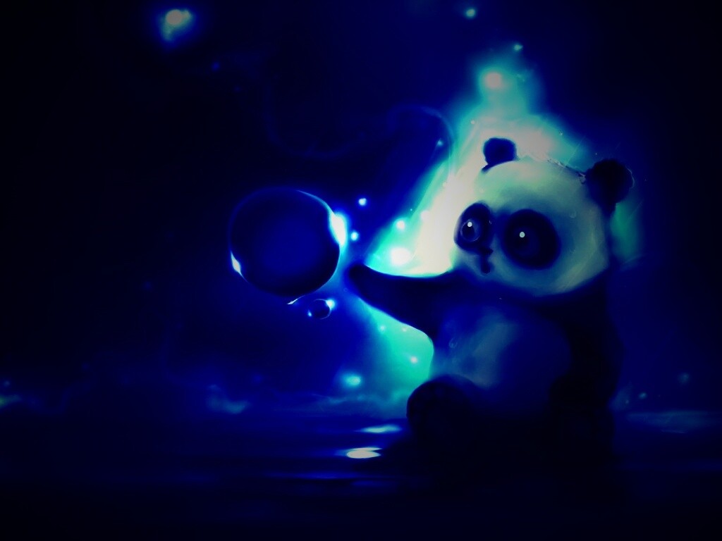 Панда и пузырек обои